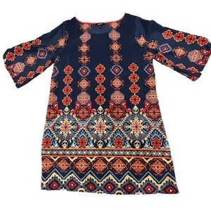 BeBop Women’s Blue Boho Festival Casual Dress, Size Medium